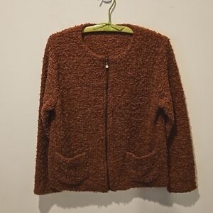 FOCUS WOMEN'S RUST LONG SLEEVED JACKET WITH RHINESTONE PULLY SIZE SMALL